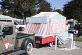 Early Tent Trailer With Lowered Vintage Pickup Truck Tow Vehicle